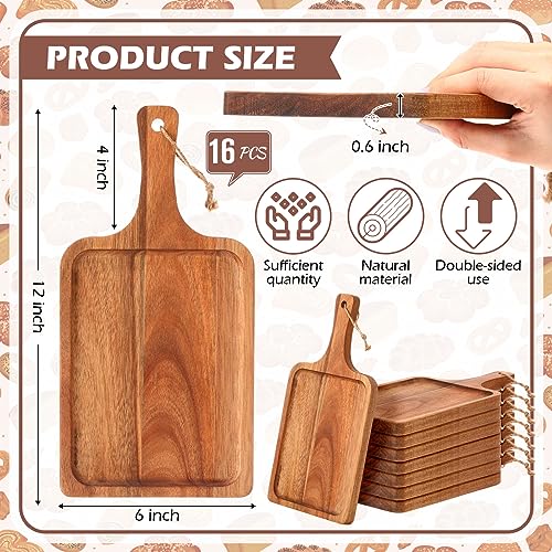 16 Pcs Acacia Wood Cutting Boards (12x6 Inch / Brown)