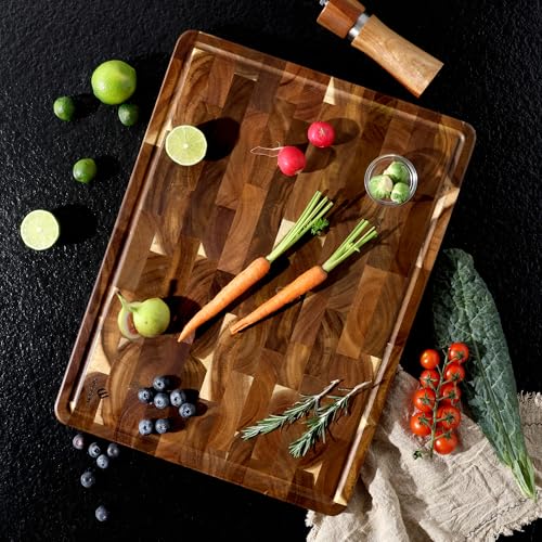 Large End Grain Cutting Board for Kitchen with Non (20"L x 15"W)