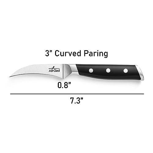 Forged German Stainless Steel Curved Paring Knife (Silver/Black / 3-Inch Curved Pairing Knife)