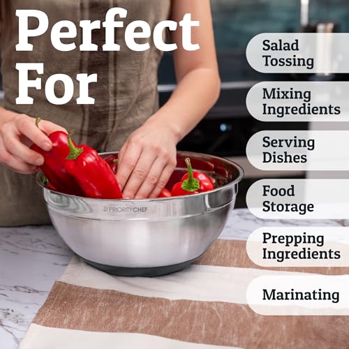 6Pc Stainless Steel Mixing Bowls with Lids Set (Gray)