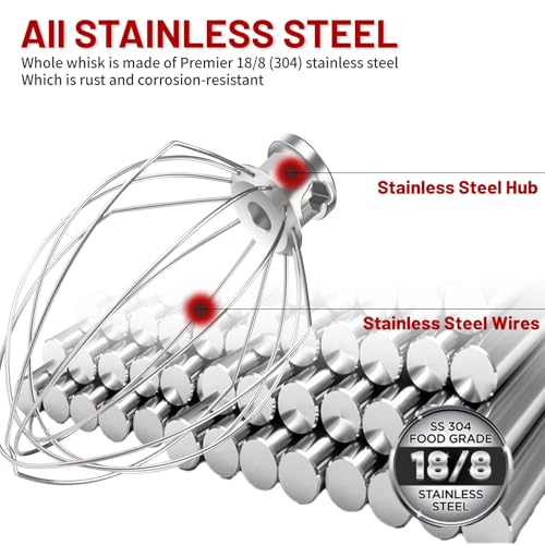 Stainless Steel Whisk Attachment for KitchenAid Stand Mixer
