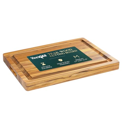 Solid Teak Cutting Boards for Kitchen (Teak / 17"L x 13"W)