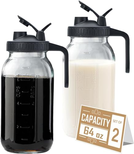 2 pack Glass Pitcher Jar with Lid