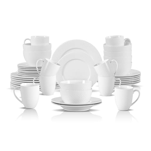 New Bone China Embossed Dinnerware Set