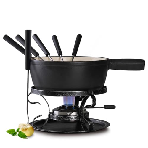 Cast Iron Cheese Fondue Pot Set