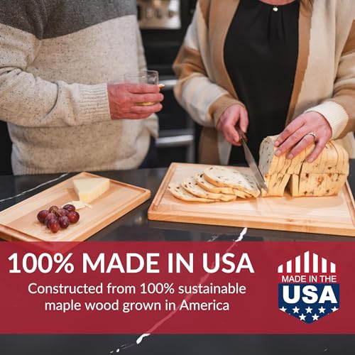 Made in USA Solid Maple Wood Cutting Board by Virginia Boys Kitchens (8"L x 12"W)