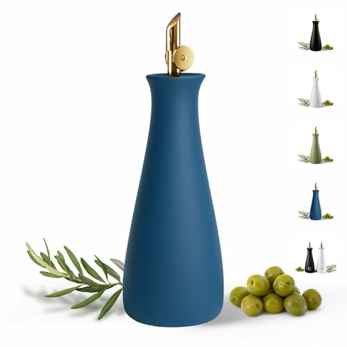 Matte White Ceramic Oil Dispenser with Self