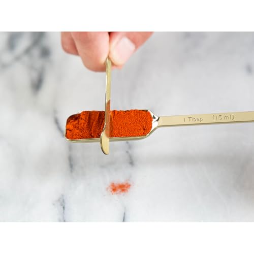 Stainless Steel Measuring Spoons with Leveler (C - Gold / 10pcs)