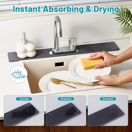 Stone Faucet Mat for Kitchen Sink Oval Hole Bathroom sink splash guard