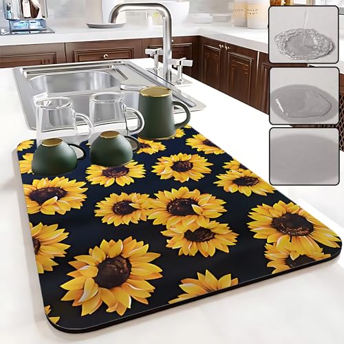 Dish Drying Mat Foldable Fall Kitchen Drying Mat Absorbent Sink Mat Multi