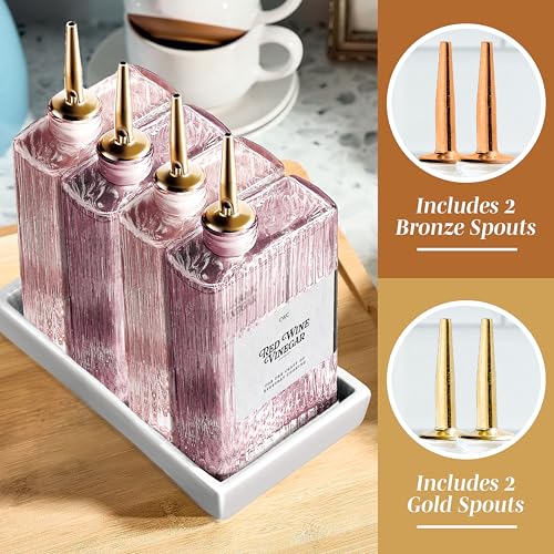 Glass Oil Dispenser Bottle (Pink Textured / 4 Pack)