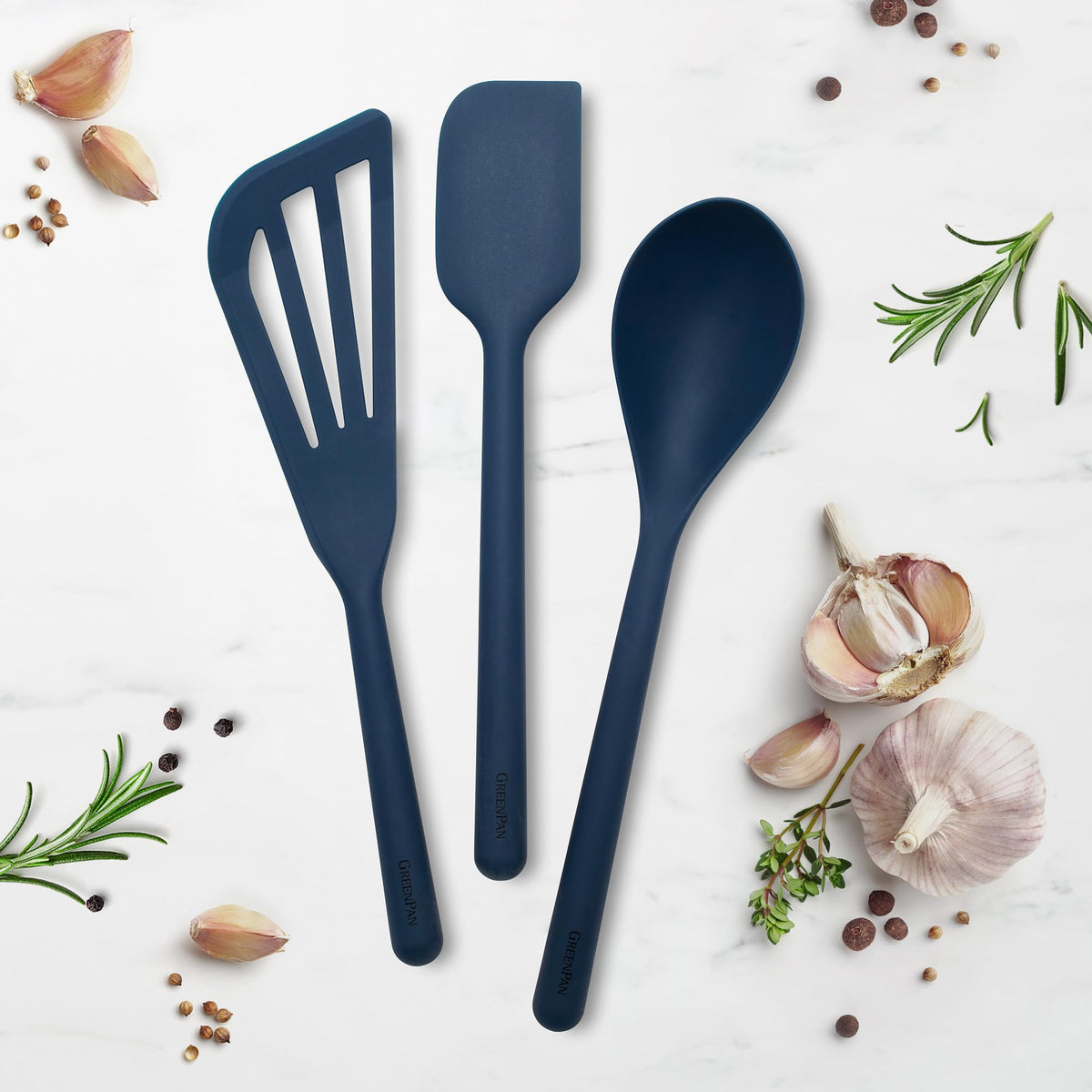 Silicone 3 Piece Cooking Utensil Set (3 Piece Utensil Set / Oxford Blue)