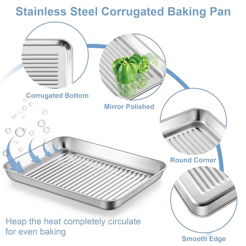 Corrugated Bottom Stainless Steel Baking Pan with Grid Cooling Rack Set