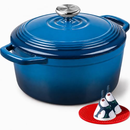 Enameled Cast Iron Dutch Oven (5.5 Quart / Sapphire blue)