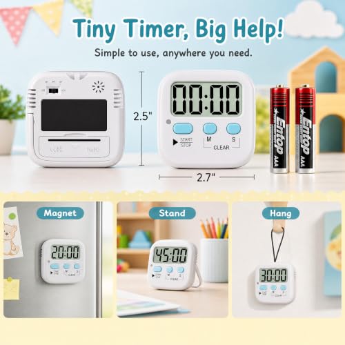 2 Pack Digital Timer for Kids Classroom Kitchen Timers for Cooking (2 * Classic White ( 97%+choice ))