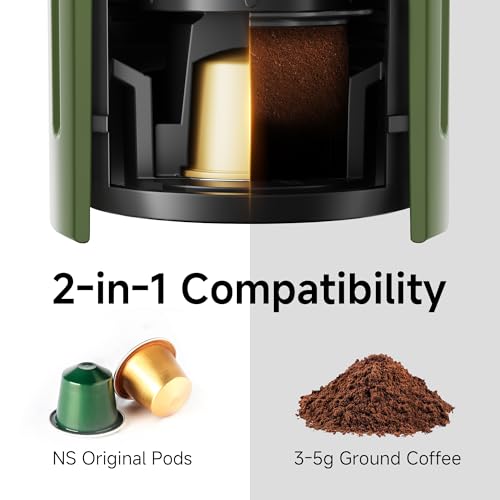H4D 2-in-1 Portable Hand-Pump Coffee Machine Built-in Cup (Light green)