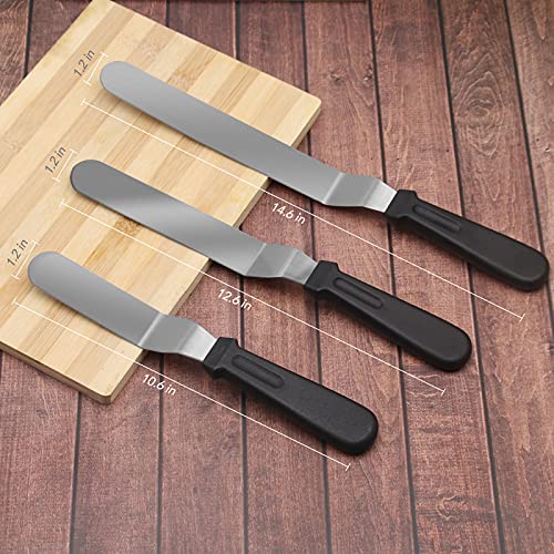 Stainless Steel Icing Spatulas Angled Cake Spatulas with 3 Cake Smoother Scrapers