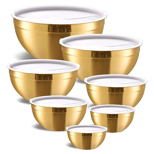 Gold Mixing Bowls with Airtight Lids (Gold / 7 Pieces)