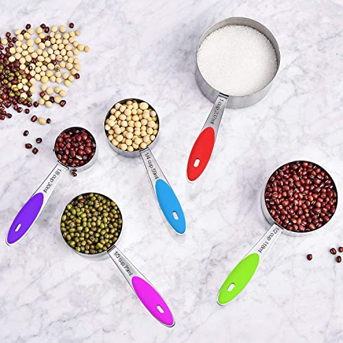 Stainless Steel Measuring Cups and Spoons Set of 16 (Multicolor)