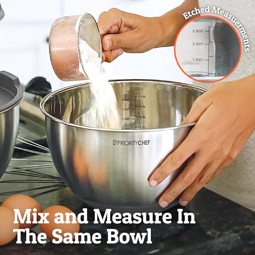 Premium Mixing Bowls With Airtight Lids Set (Gray)