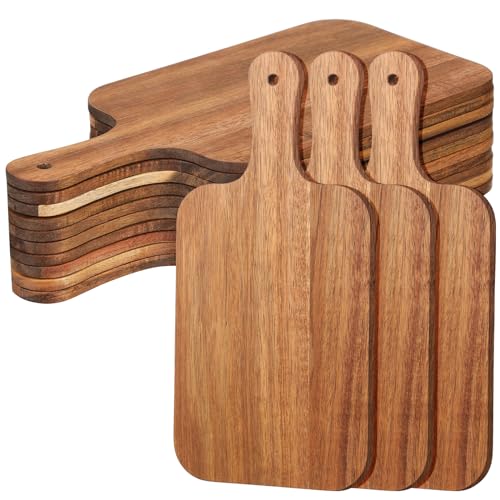 12 Pcs 15 x 7 Inch Acacia Wood Cutting Board with Handle (15"L x 7"W)