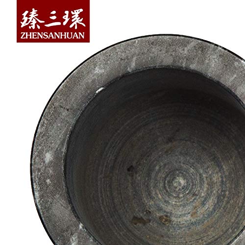 ZhenSanHuan Natural Granite Stone Mortar and Pestle Solid and Durable Crusher (YuanDai)