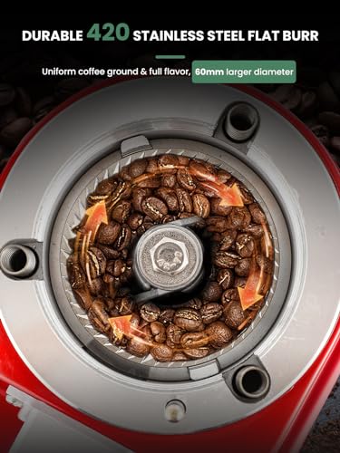 60mm Flat Burr Coffee Grinder (019 Red)