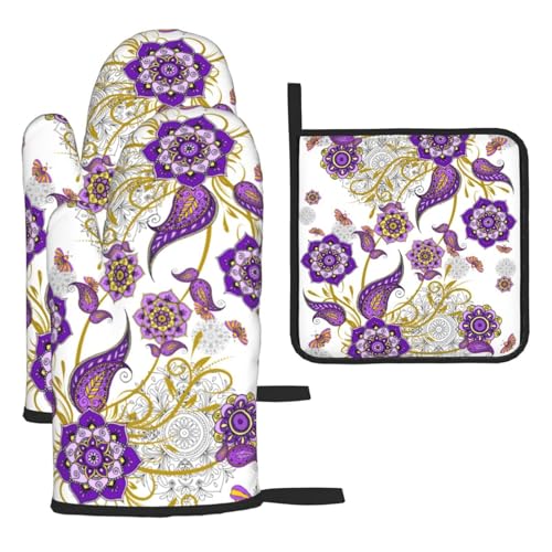 Oven Mitts and Pot Holders Sets Heat Resistant Hot Pads