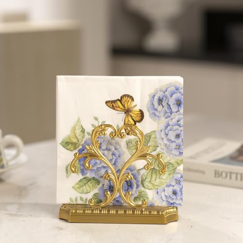 Brass Napkin Holder+50PCS Christmas Napkins Disposable
