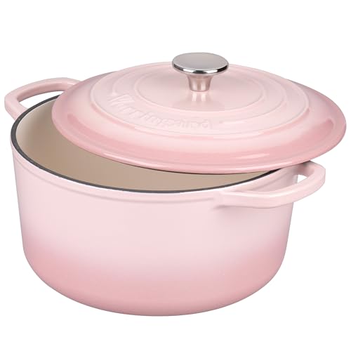 Enameled Cast Iron Dutch Oven Pot with Lid (4.5 QT / Pink)