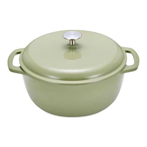 Enameled Cast Iron Dutch Oven Pot With Lid (7.3 Qt / Olive)