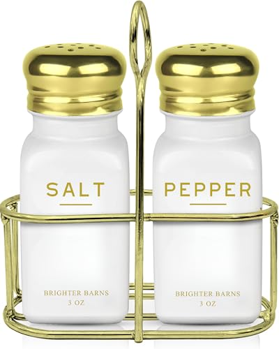 Glass Salt and Pepper Shakers Set with Holder