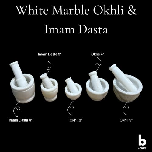 Marble Granite Mortar and Pestle Set (Kundi White Marble / 3 Inch)