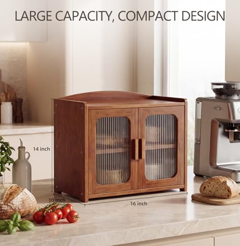 Solid Wood Bread Box (Walnut Brown)