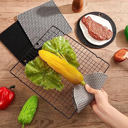 Silicone Trivets Bulk Hot Pads for Kitchen (Gray, Black)