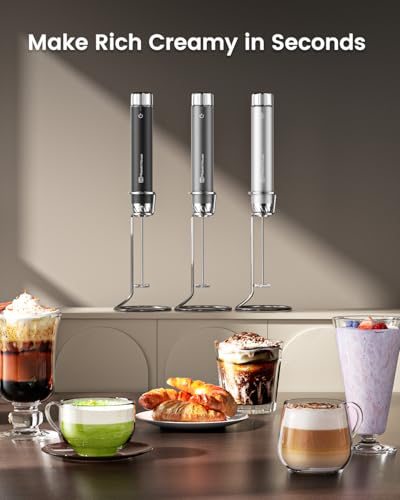 Rechargeable Milk Frother with Stepless Speed Control