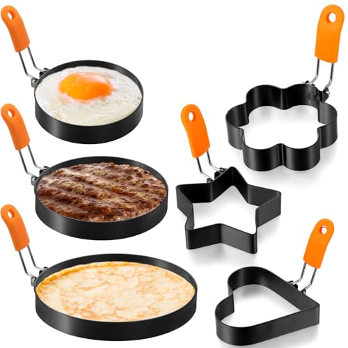 6 Pcs Egg Rings Griddle Pancake Molds