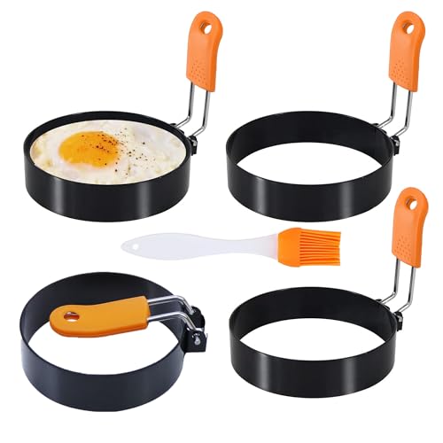 3.5" Egg Rings Set of 4 with Silicone Handle