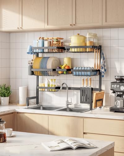 Dish Drying Rack Over The Sink (Black / XX-Large (3 Tier))