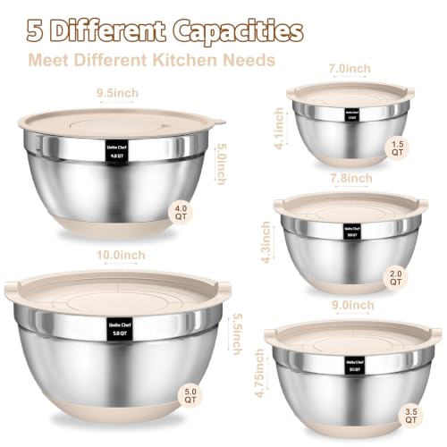 Mixing Bowls with Airtight Lids Set (Khaki)