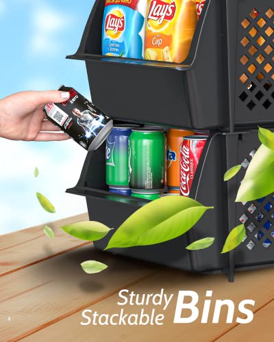 Stackable Storage Bins Open Front for Pantry Storage
