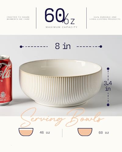 Salad Bowl Large Serving 2 Packs Ceramic Bowl Set