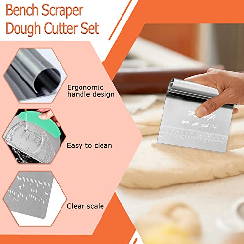 Dough Scraper Cutter Pastry Pizza Cutter Stainless Steel Tool with Scale Ruler