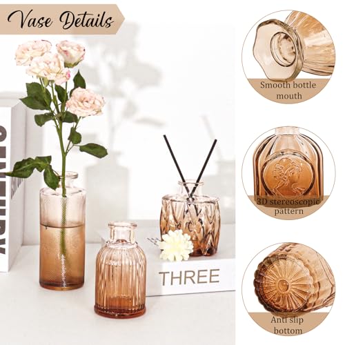 36Pcs Bud Vases Set Small Vintage Glass Bottles Bud Vases in Bulk Multiple Shape Cute Glass Vases for Rustic Wedding Centerpieces Table Decorations and Home Decor