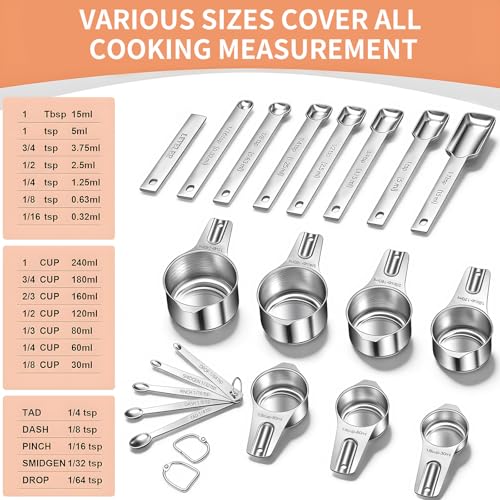 Measuring Cups and Spoons Set (Square Spoons)