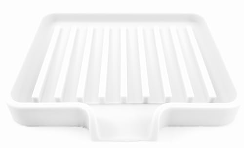 Silicone Soap Dish Tray and Sponge Holder with Drain Chute