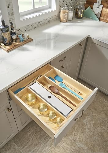 Trim-to-Fit Silverware Drawer Organizer For Kitchen Utensils, Cutlery Cabinet Storage Divider Insert