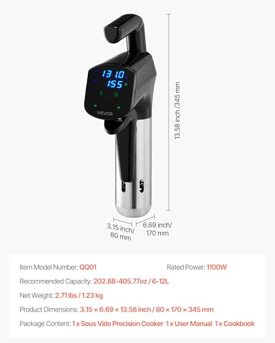 Sous Vide Precision Cooker (3.03 x 3.39 x 15.2 inch / 77 x 86 x 386 mm / Clamp Design)