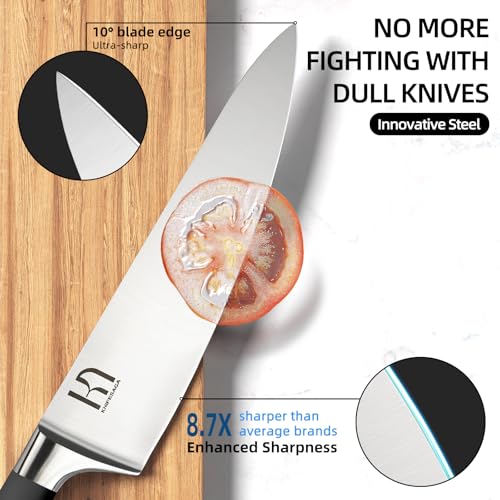 Knife Set Premium 15 Piece Japanese High Carbon Stainless Steel Knives Set for Kitchen with Block and Sharpener