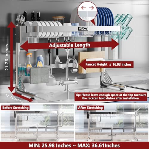Over Sink Dish Drying Rack (Silver / 2 Tier)